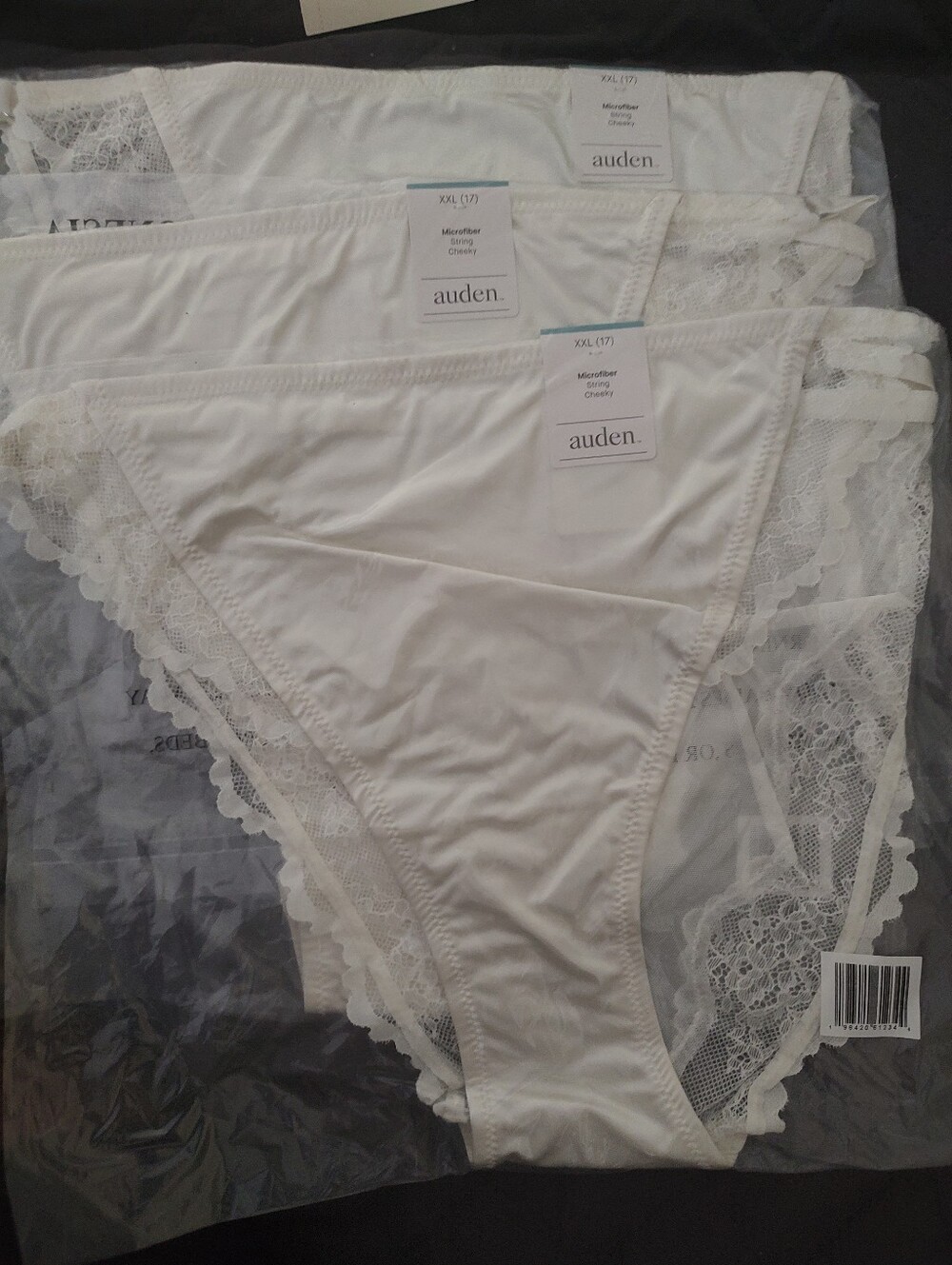 3 Auden Size XXL (17) Microfiber String Cheeky Underwear Lace